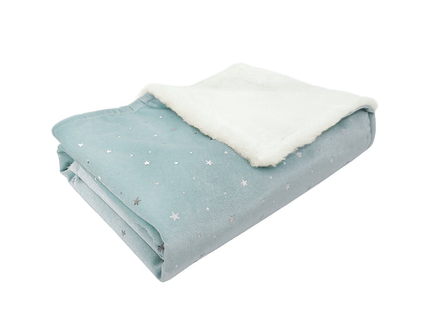 Celestial Velvet and Faux Fur Baby Blanket-Ice Blue