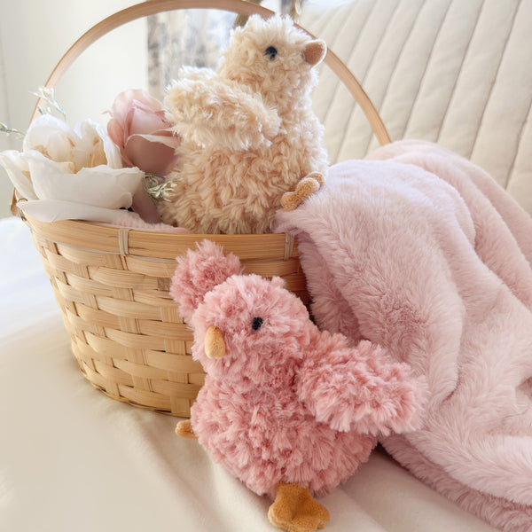 Pink / Yellow Wee Chicks Set 2 pc Sustainably Made from Recycled Materials