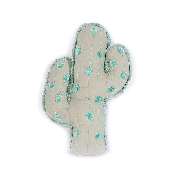Sage Cactus Pom Pom Pillow