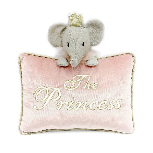 The Princess' Pink Velvet Accent Pillow 'Etta The Elephant'