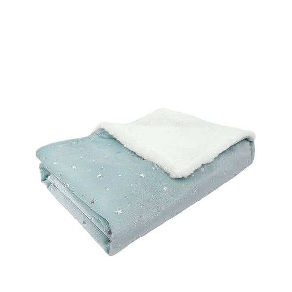 Celestial Velvet and Faux Fur Baby Blanket - Ice Blue