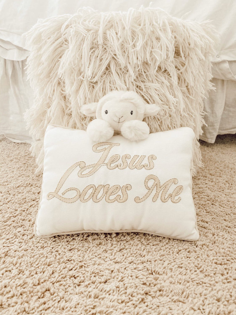 Jesus Loves Me Lamb Accent Pillow