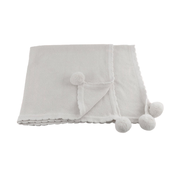 Pom Pom Blanket - Soft Gray