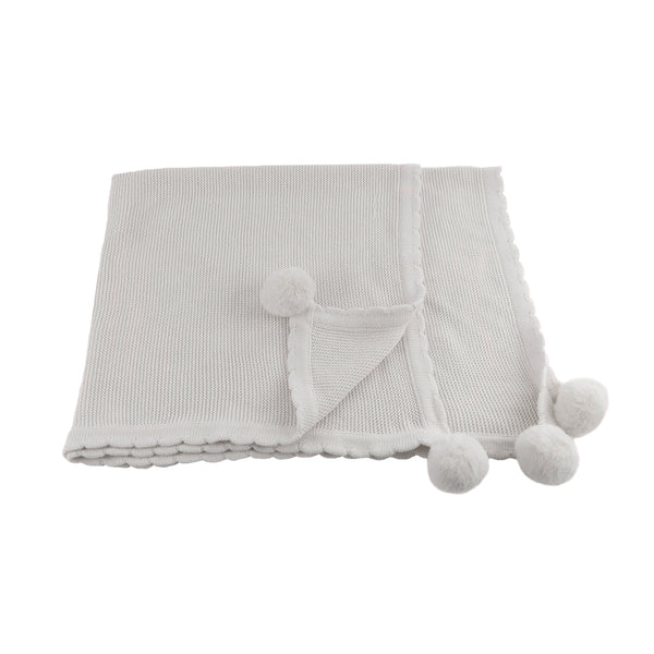 Pom Pom Blanket Soft Gray