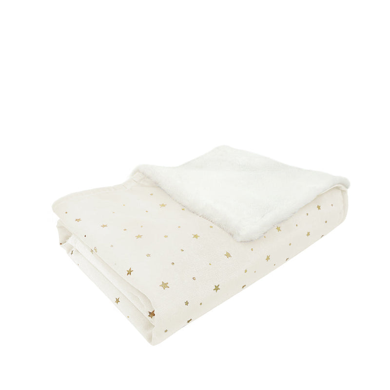 Celestial Velvet and Faux Fur Baby Blanket - White
