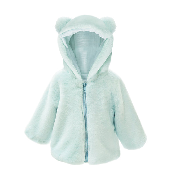 Bear Faux Fur Hooded Baby Coat - 12-18M