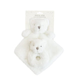 WHITE LUXE BEAR LOVIE AND RATTLE SET