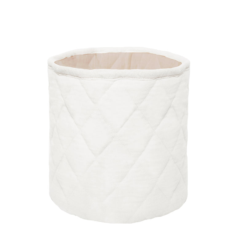 WHITE/OATMEAL QUILTED MUSLIN BIN SET OF 2