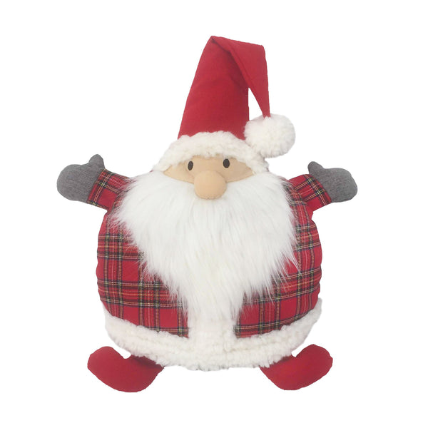 TARTAN SANTA ROUND ACCENT PILLOW