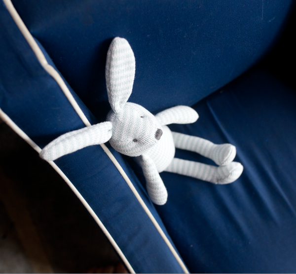 Blue Bunny Stripe Cotton Knit Plush Toy