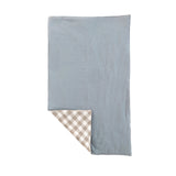 SLATE BLUE AND GINGHAM DOUBLE SIDED MUSLIN PLAY MAT