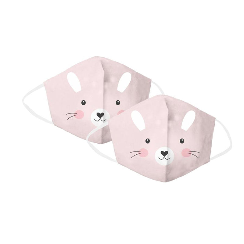 Pink Bunny Children's Face Cover 2 Pack Set