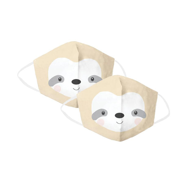 Tan Sloth Childrens Face Cover 2 Pack Set