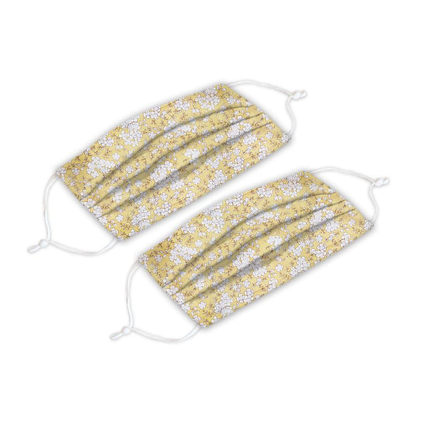 Mustard Floral Print Adult Face Cover 2 Pack Set